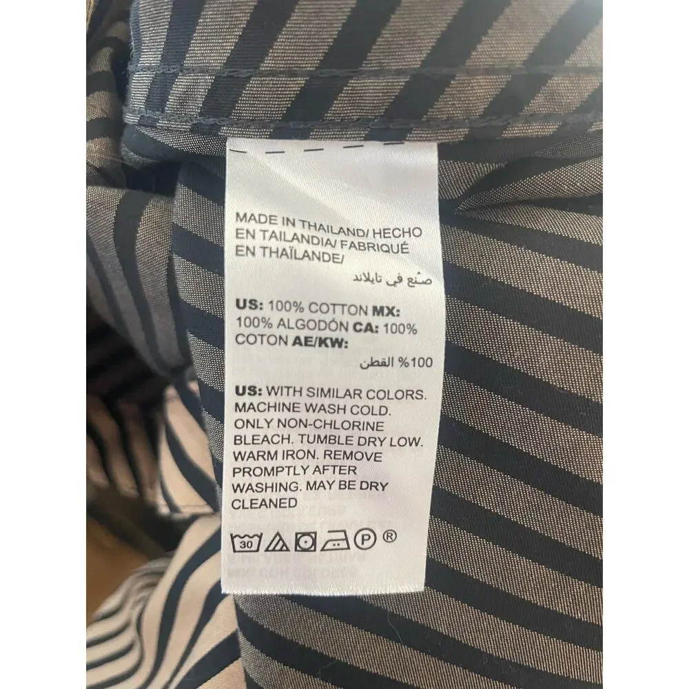 Chico’s Women’s Collar Shirt Sz 3 (16) No-Iron Sateen Striped Button Down blk - Picture 7 of 8